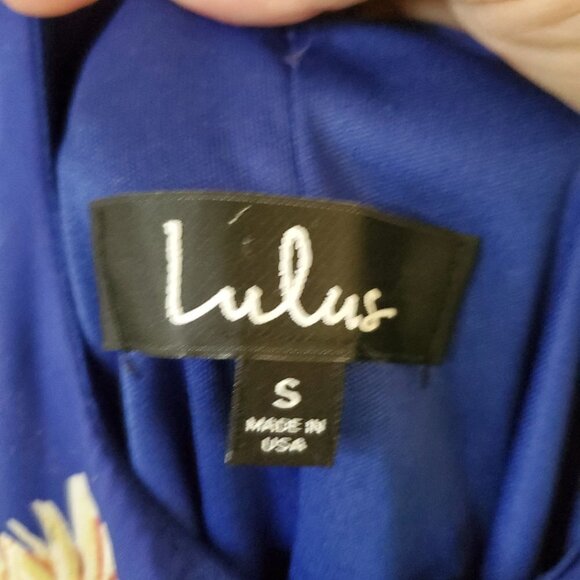 Lulus Darling Dearest Royal Blue Floral Mini Swing Dress Size S - Picture 9 of 10